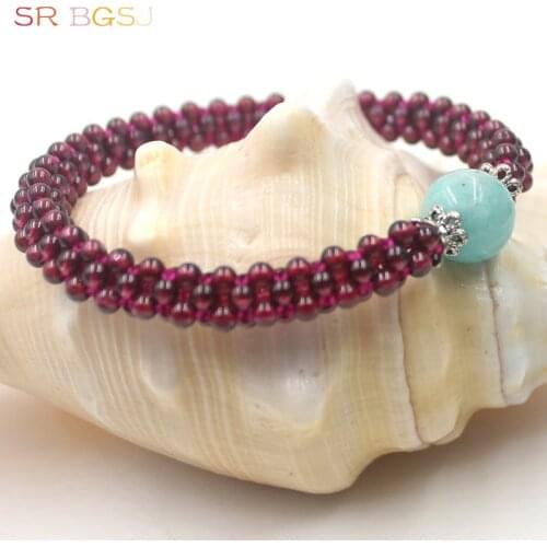 Free Shipping 3mm Hot Style Natural Handmade Round Red Garnet Woman Jewelry Stretch Bracelet 7.5"