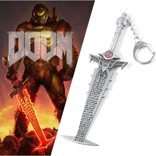 2021 Game Doom Eternal Keychain Slayer Crucible Blade Sword Weapon Model Pendant Key Chain For Player Keyring Jewelry Gift