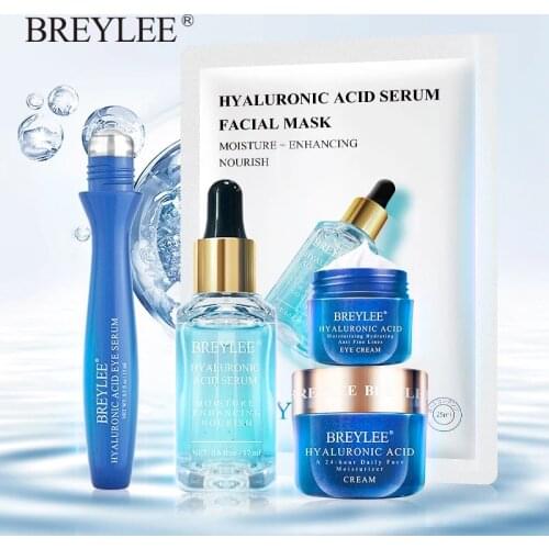 BREYLEE Hyaluronic Acid Series Eye Cream Face Mask Facial Cream Moisturizing Serum Dry Rough Whitening Essence Skin Care Set
