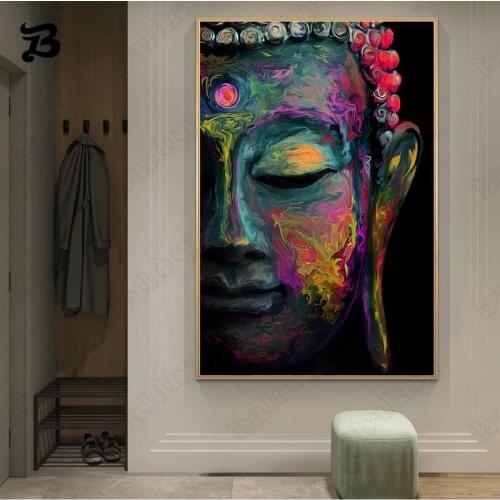 Buddha Canvas Painting Wall Art On The Wall Canvas Posters and Prints Colorful Buddha Statue Religion Art Home Wall Decoration