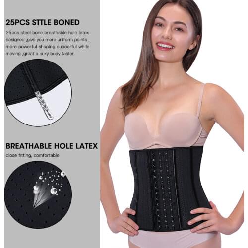 Burvogue 25 Steel Bones Women Waist Trainer Underbust Waist Corset Slimming Breathable Workout Girdles Latex Corset