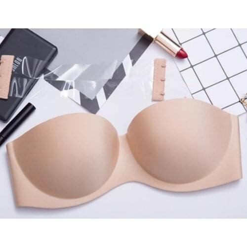 Women Underwired 1/2 Cup Magic Push Up Bra Strapless Back Band Dress Wedding Backless Invisible Bras Womens Sexy Black Bras