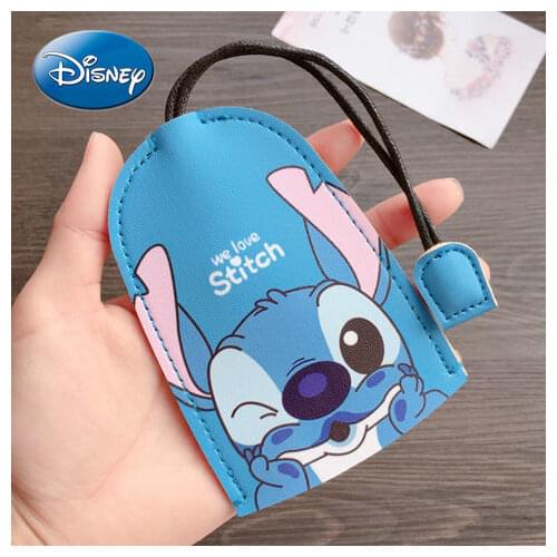 Disney Cartoon Mickey Mouse Lilo & Stitch Car Key Drawer Bag Large Capacity Storage Bag Drawstring Soft Leather Key Case