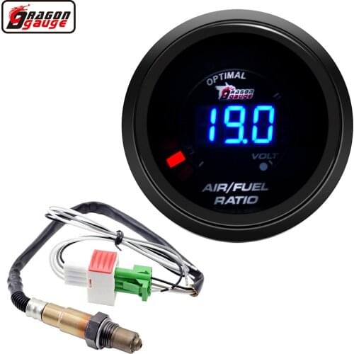 Dragon 52mm Auto Air Fuel Ratio Gauge 20 LED Digital Display Narrow Band Oxygen Sensor For 12V Car Racing Meter Free Shipping