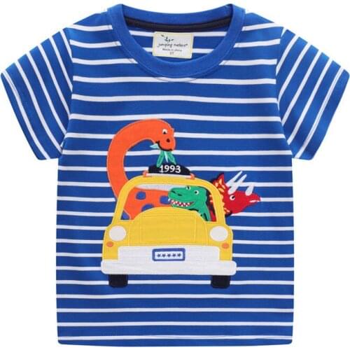 Baby Summer T shirts with Animals Applique New Cotton Childrens Clothing Fashion Kids Tees Tops