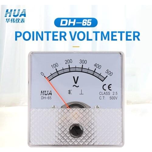 DH-65 square AC Analog Voltmeter 5V10V15V20V30V50V100V150V200V250V300V400V450V500V600V voltage meter factory direct sales