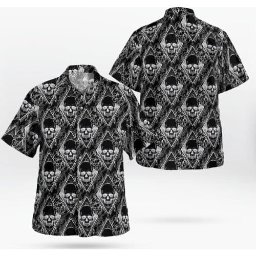 Skull 3D Printing Beach Hawaiian 2021 Summer Shirt Short Sleeve Shirt Streetwear Oversized 5XL Camisa Social Chemise Homme F12