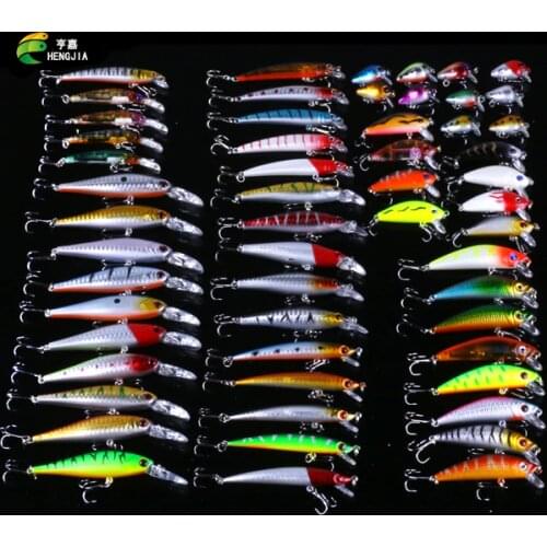HENGJIA 56pcs/set Mixed 8 style fishing lures set Minnow wobbler isca artificial hard bait fishing tackle pesca fishing wobblers