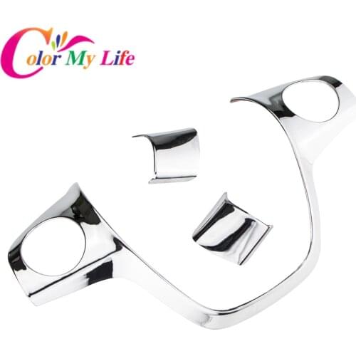 ABS Chrome Car Steering Wheel Panel Decoration Cover Sticker for Ford Focus 3 MK3 2012-2014 Kuga Escape 2013-2015 Cmax 2011-2017