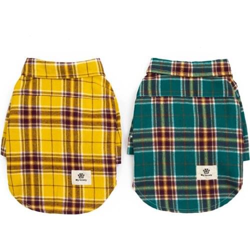 Plaid Dog Shirt 100% Cotton Pet Clothes for Small Medium Dogs Costume Classic Dog Costume Bulldog Chihuahua Puppy Clothing Pug