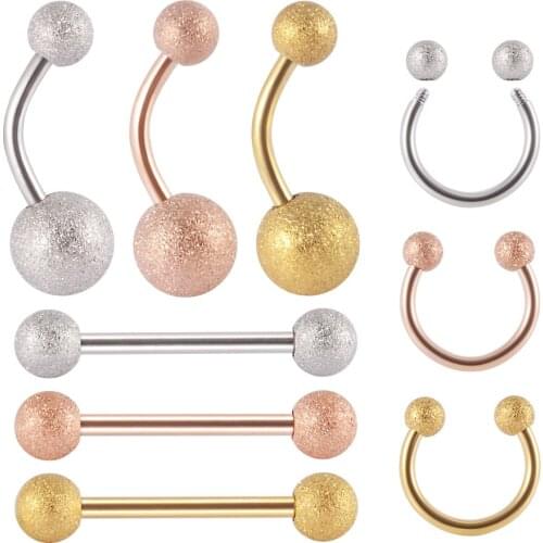3pcs/lot Stainless Steel Dull Polish Belly Button Ring Horsehore Nose Lip Ring NIpple Barball Tongue RIng Piercing Body Jewelry