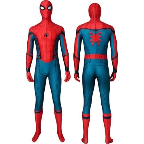 Adult Superhero Spider Hero Peter Parker Battle Jumpsuit Cosplay Costume Halloween Masquerade Party Bodysuit