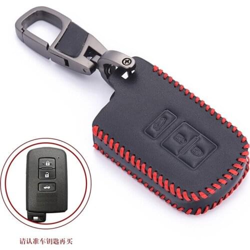 Leather Car Key Case holder For Toyota 2012 2013 Camry RAV4 Corolla 2014 2015 3 Buttons Smart Keyless Remote Fob Cover Keychain
