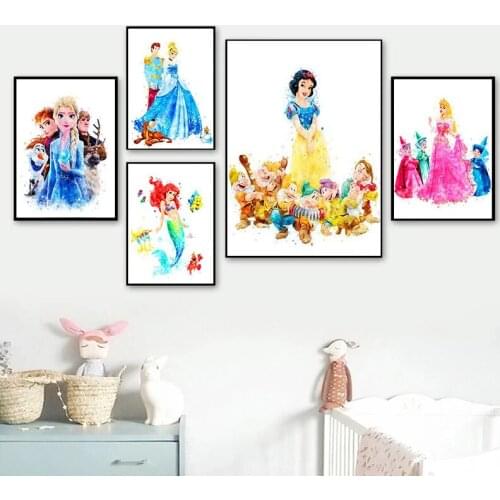 Disney 5D DIY Cartoon Princess Watercolor Diamond Painting Cross Stitch Kits Embroidery Mosaic Rhinestone Handwork Home Decor