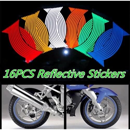 16 Strips Reflective Motocross Bike Motorcycle Sticker For 14' 18' Motorcycle Auto Wheel Rim Motorbike Moto Stickers Car Styling