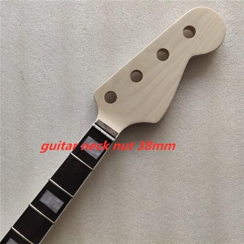 Unfinished Maple 20 frets bass guitar neck part 4 string rosewood fingerboard 34 inch nut 38mm
