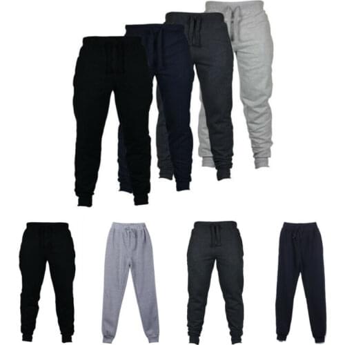 New Style Men Running Pants Slim Fit Tracksuit Sport Pants Joggers Casual Long Trousers Solid String Fashion Hot 2019