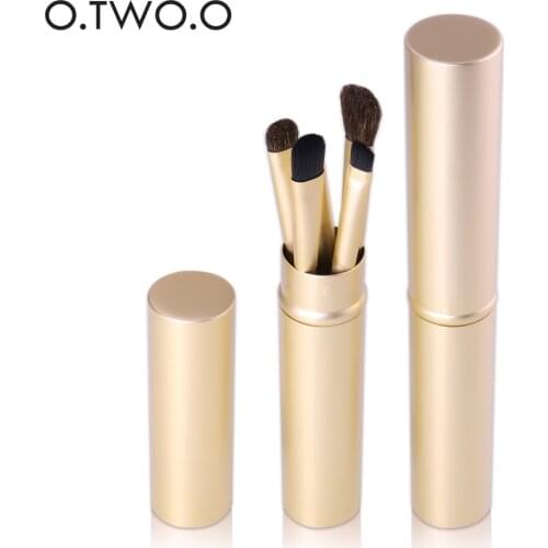 O. Two O 5pcs makeup brush set blush foundation liquid eyeshadow eyeliner lip gloss pen set beauty tools with gold tube