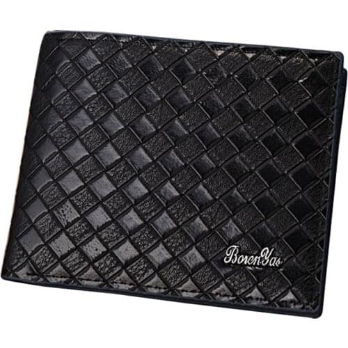 Casual knitting pattern leather wallet for Men Money bag Male card holder Man Purse