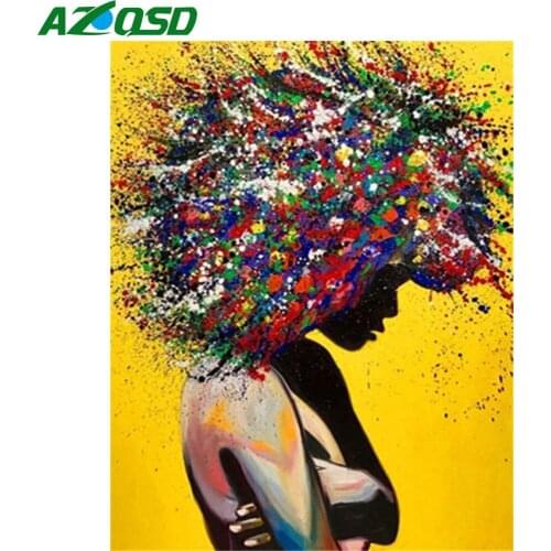 AZQSD DIY Frame Black American Woman Painting By Numbers Drawing On Canvas Paint By Numbers Figure Kits Bedroom Decor