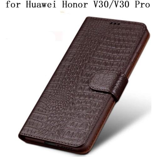 Luxury Genuine Cow Leather Case Cover for Huawei Honor V30 Pro Covers Cases Flip Magnetic Phone Skin for Huawei Honor V30 V30Pro