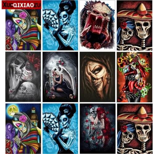 Walking Dead Diamond Painting Full Square/Round Personality Skull Mask Mosaic Cross Stitch Home Decoration Wall Collage Kit New