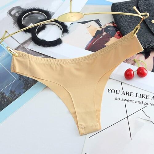 Sexy Women Silk Thongs G String Seamless Panties Female Underwear Sexy Tanga Panties Women Low-Rise Lingerie Panty Intimates
