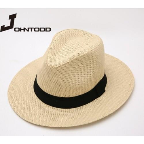 2021 New Simple Classic Summer Women Straw Jazz Hat Unisex Cowboy Hat Outdoor UV Protection Beach Retro Travel Brim Wide Sunhats