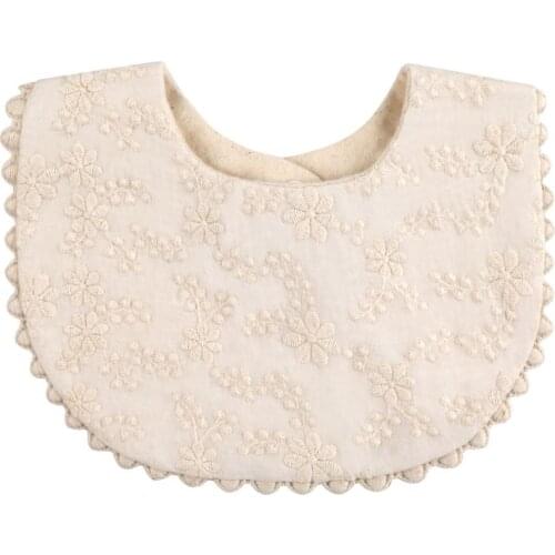 Newborn Baby Boys Girls Embroidery Saliva Towel Kids Toddler Feeding Burp Cloth Cotton Bib Scarf D5QA