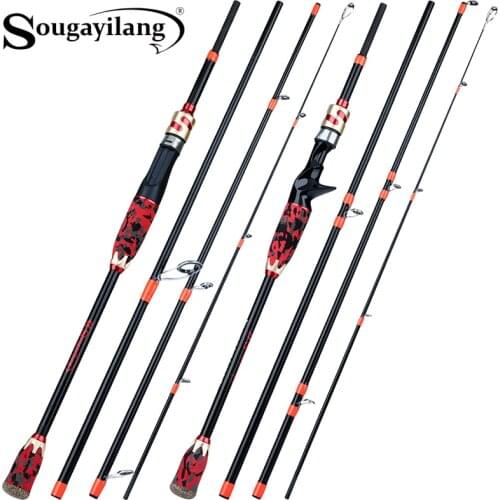 Sougayilang 1.8m 2.1m Lure Fishing Rod Portable 4section Ultralight Carbon Fiber EVA Handle Spinning Casting Travel Rod