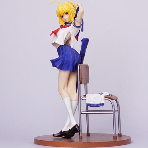 Fate Grand Order Stay Night Saber Altria Desk School Girls Uniform Ver. 1/7 Scale Painted Sey PVC Action Figure Model Toys