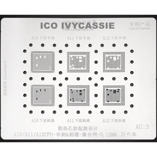 A10 A11 A12 CPU BGA Stencil For iPhone 7 Plus 8 8P X XS MAX XR Bottom Layer IC Reball Solder Tin Plant Net Steel Mesh Amaoe AU3