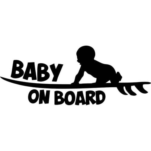 8x20cm Baby on board funny bumper vinyl sticker Car Decal surfer baby surfboard sticker truck Waterproof New TA123