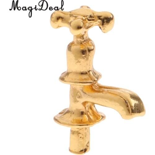 10x Metal Golden Water Faucet Model 1/12 Dollhouse Kitchen Bathroom Any Room Items Accessories Life Scenes Decor