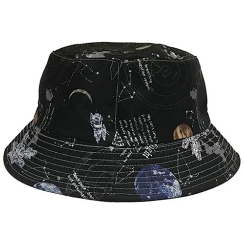 2019 Cotton Bucket Hat Starry Sky Print Fisherman Hat Outdoor Travel Hat Sun Cap Hats for Men and Women