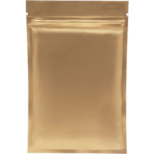 6-15cm Width Matte Gold Mylar Ziplock Pouches Heat Seal Aluminum Foil Storage Plastic Pouches Open Top Zip Lock Flat Bags 100PCS