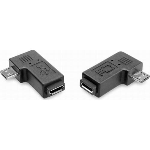 90 Degree Right Left Angle Micro USB Male to Micro Female Plug Adapters