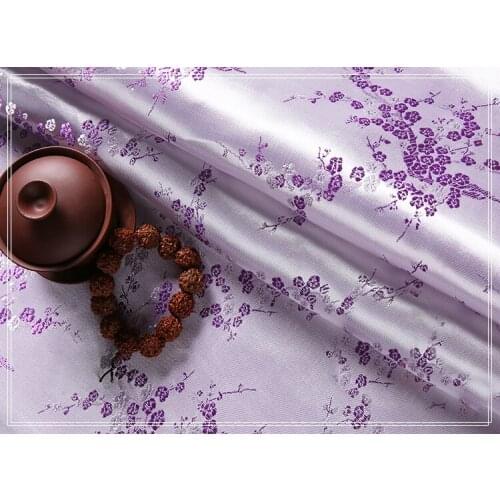90cmx100cm purple flower silk jacquard tapestry satin jacquard fabric Cloth bedding patchwork tissue home Textile Sewing