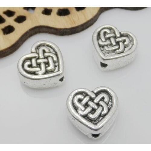 Free Shipping Wholesale 300Pcs Tibetan Silver Tone heart spacer beads Jewelry Craft DIY 6.5x6mm