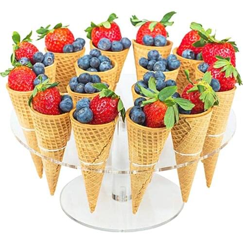 Home Kitchen Ice Cream Tools Acrylic Ice Cream Stand Cake Cone Stand Holder 6/16 Cones Wedding Buffet Display Stands