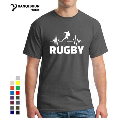 Heartbeat Of Rugby T-shirts 16 Colors Men Summer Fashion O-neck Short Sleeve Cotton T Shirt Funny Print Tops Tee Sporting Mens