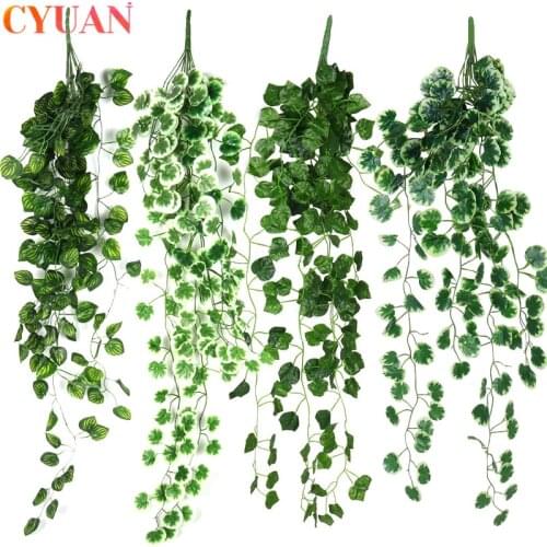 Artificial Ivy Leaf Artificial Plants Green Garland Plants Vine Fake Foliage Home Decoration Garden Wall Hanging Wedding Decor