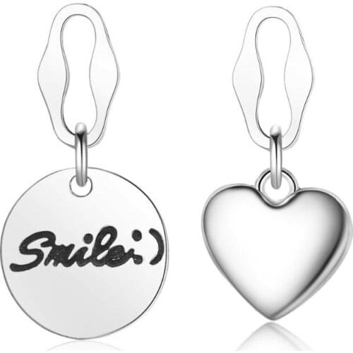 Exquisite Retro Asymmetry Heart Round Stud Earrings For Women Girls Trend Creative Party Gift Jewelry SAE474