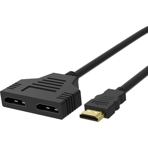 HDMI Splitter Cable 1 Male To Dual HDMI 2 Female Y Splitter Adapter in HDMI HD LED LCD TV 30cm