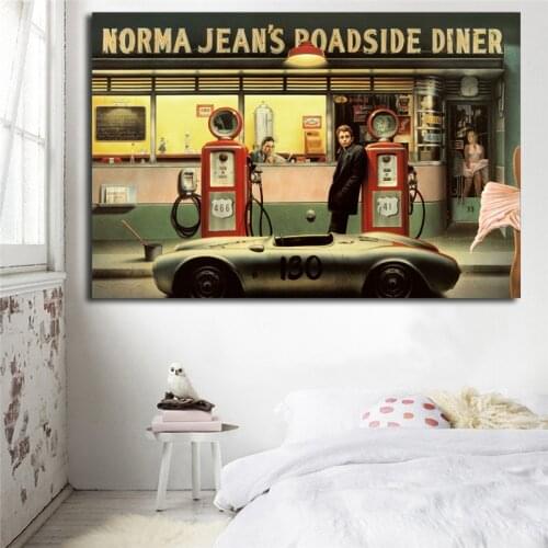 Destiny Highway Norma Jeans Roadside Diner Art Canvas Poster Oil Painting Wall Picture Print Home Bedroom Decoration Artwork HD