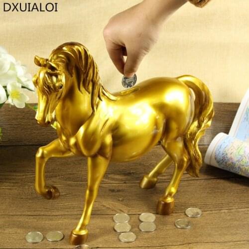 Creative home office business gift horse to success save money piggy bank resin crafts home decoration