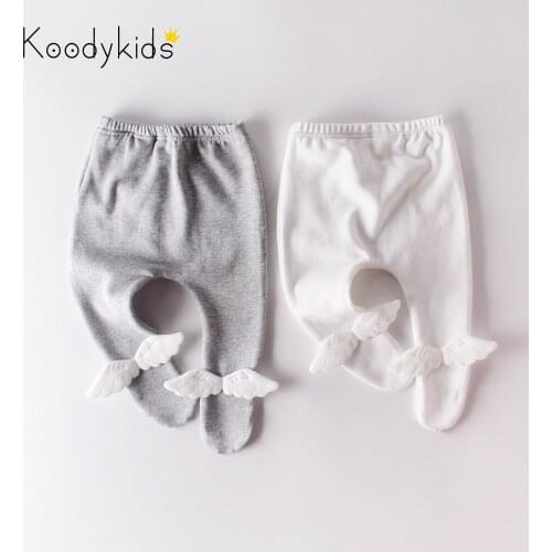 Koodykids Baby Pants Winter Baby Legging Pants Trousers Thick Fleece Princess Baby Girl Leggings Angel Wings Baby Tights 1-2Y