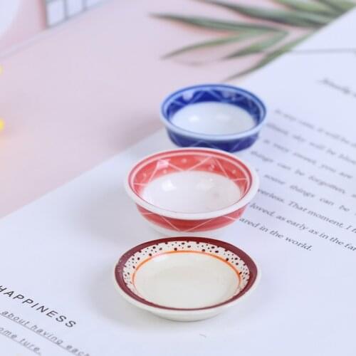 1PC Dollhouse Mini Ceramics Tableware Vegetable Bowl Rice Bowl Doll Kitchen Furniture Toys for Baby Kids