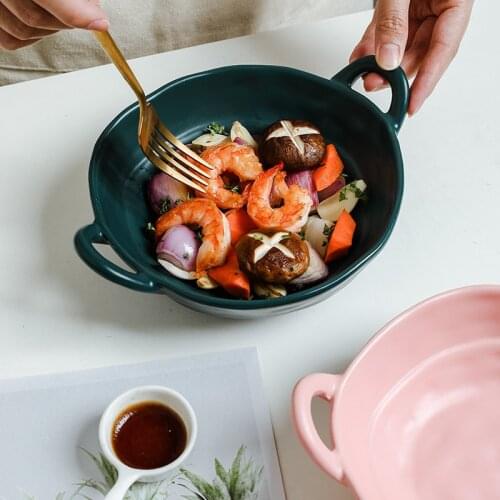 Noodles Bowls Spread The Ceramic Binaural Bowls Household Tableware Instant Noodles Single Dessert Fruit Salad Bowls and Lamian