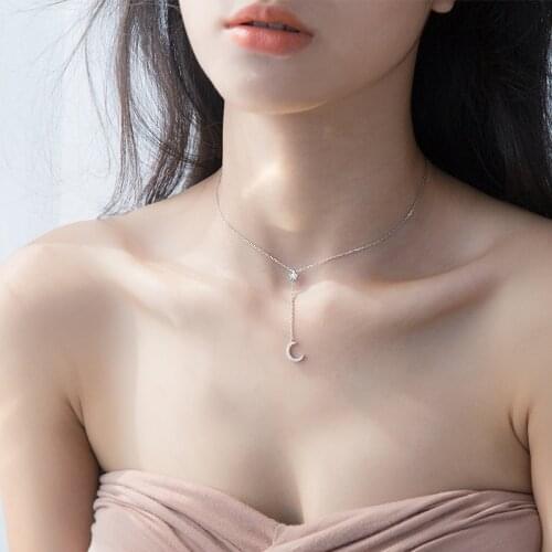 MloveAcc Designer 925 Sterling Silver Moon & Star Pendant Necklaces for Women S925 Jewelry Lover Birthday Gift